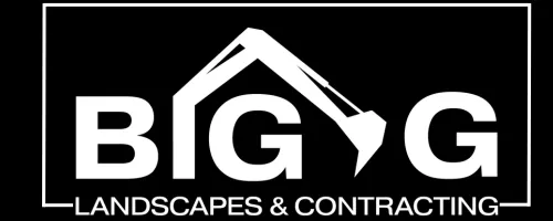 Big G Landscapes logo in white on a transparent background